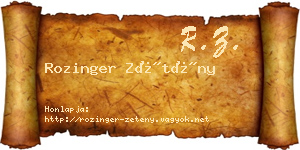 Rozinger Zétény névjegykártya